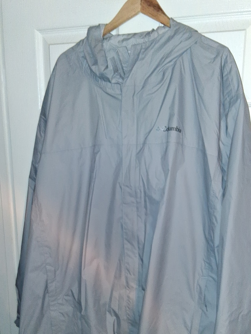 Columbia Men's Omni-Tech Light Gray Hooded Raincoat 5XL (Never Worn)